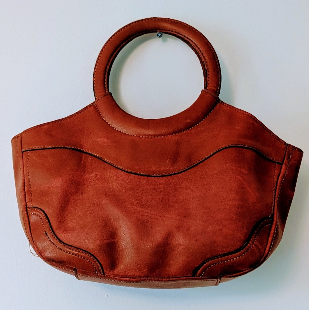 Vintage Relic Burnt Orange Leather Handbag Purse Tote - Picture 2 of 7